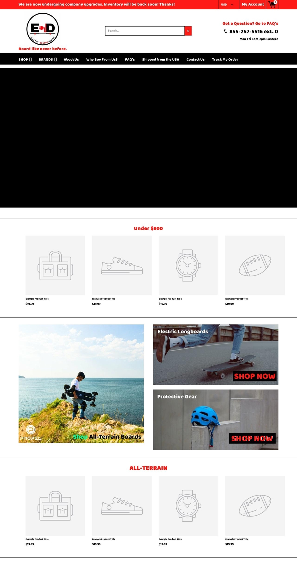 electricboardsdirect.com shopify website screenshot