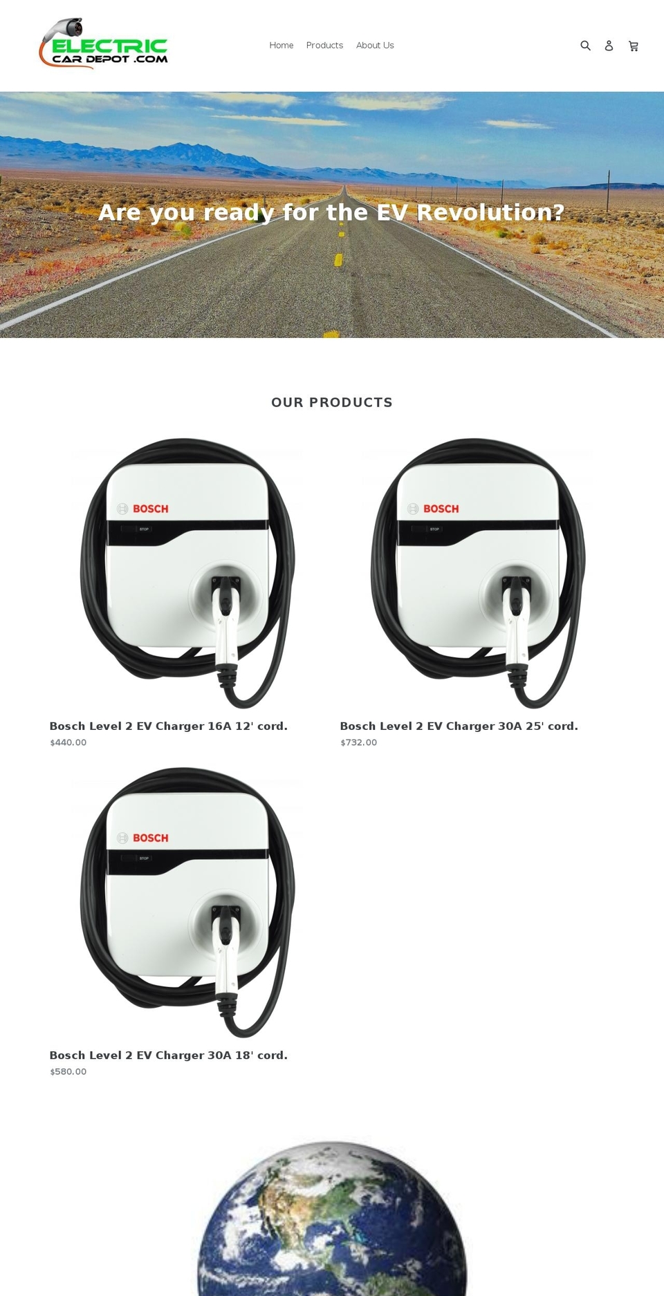 electriccardepot.com shopify website screenshot