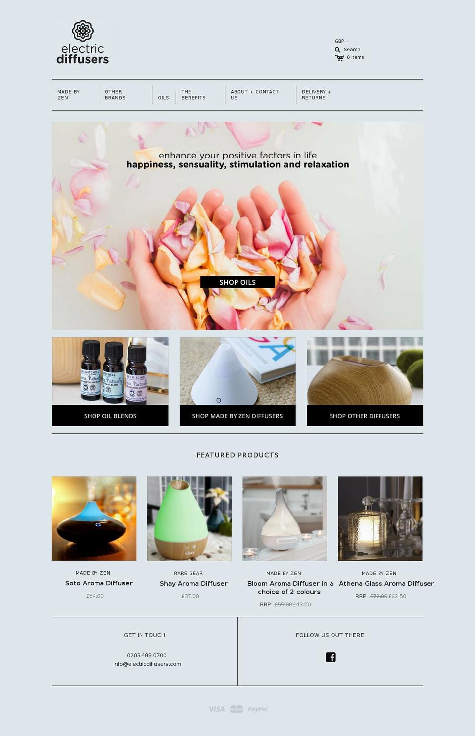 electricdiffusers.com — Shopify storefront screenshot