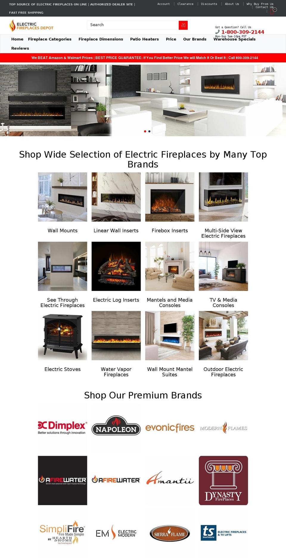 electricfireplacesdepot.com shopify website screenshot