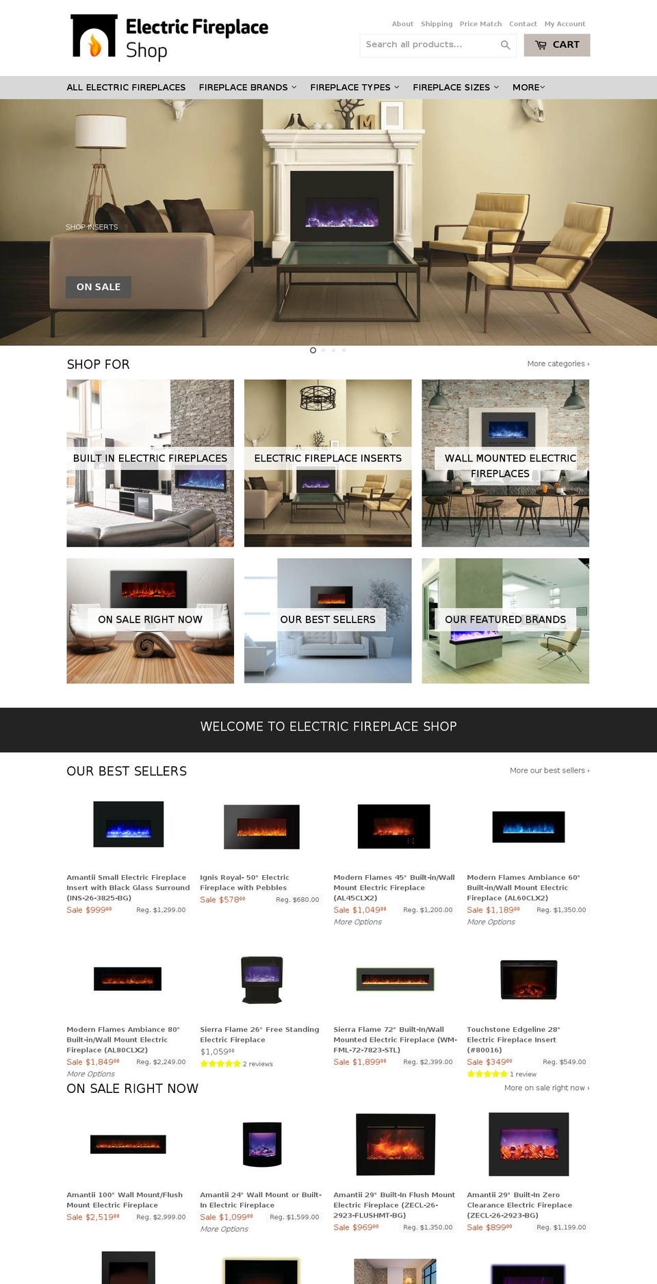 charlotte Shopify theme site example electricfireplaceshop.com