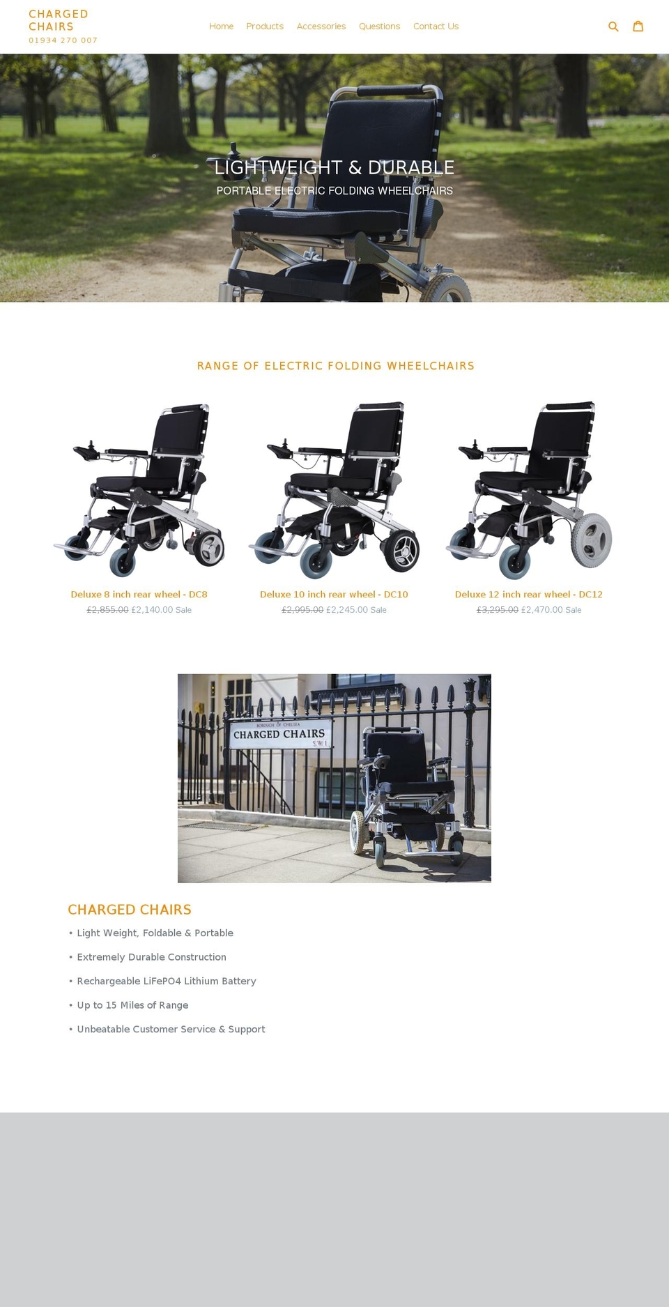 electricfoldablewheelchairs.com — Shopify storefront screenshot