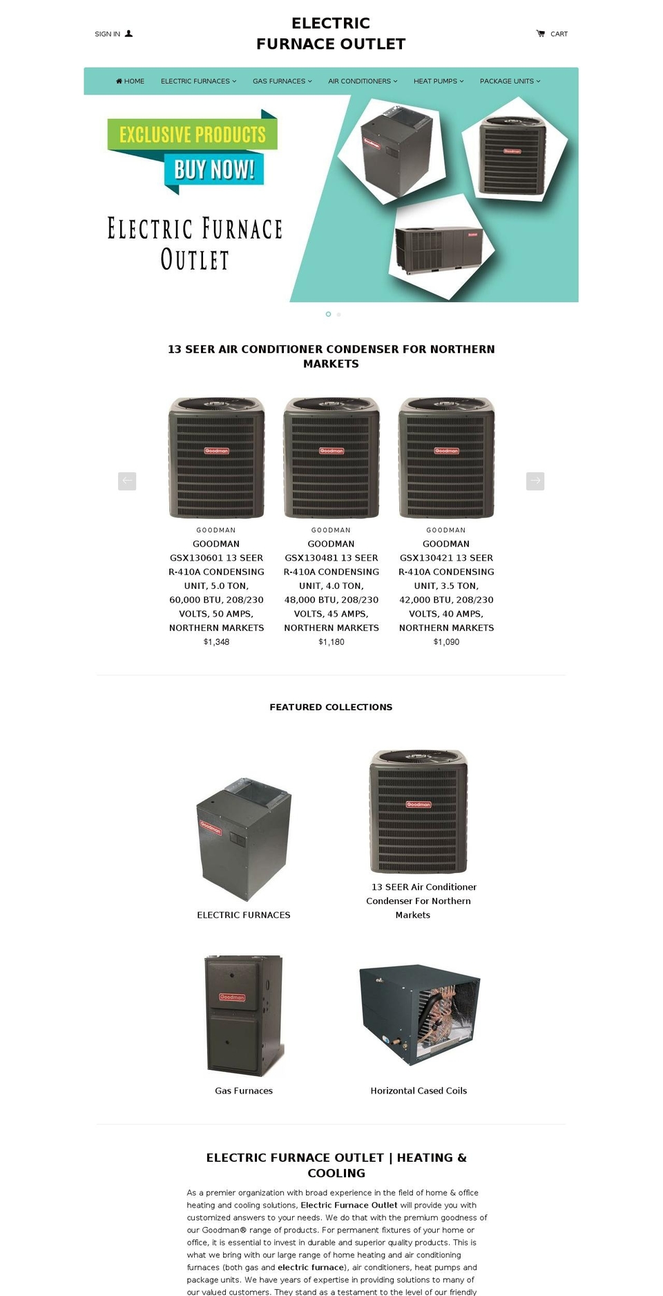 electricfurnaceoutlet.com shopify website screenshot