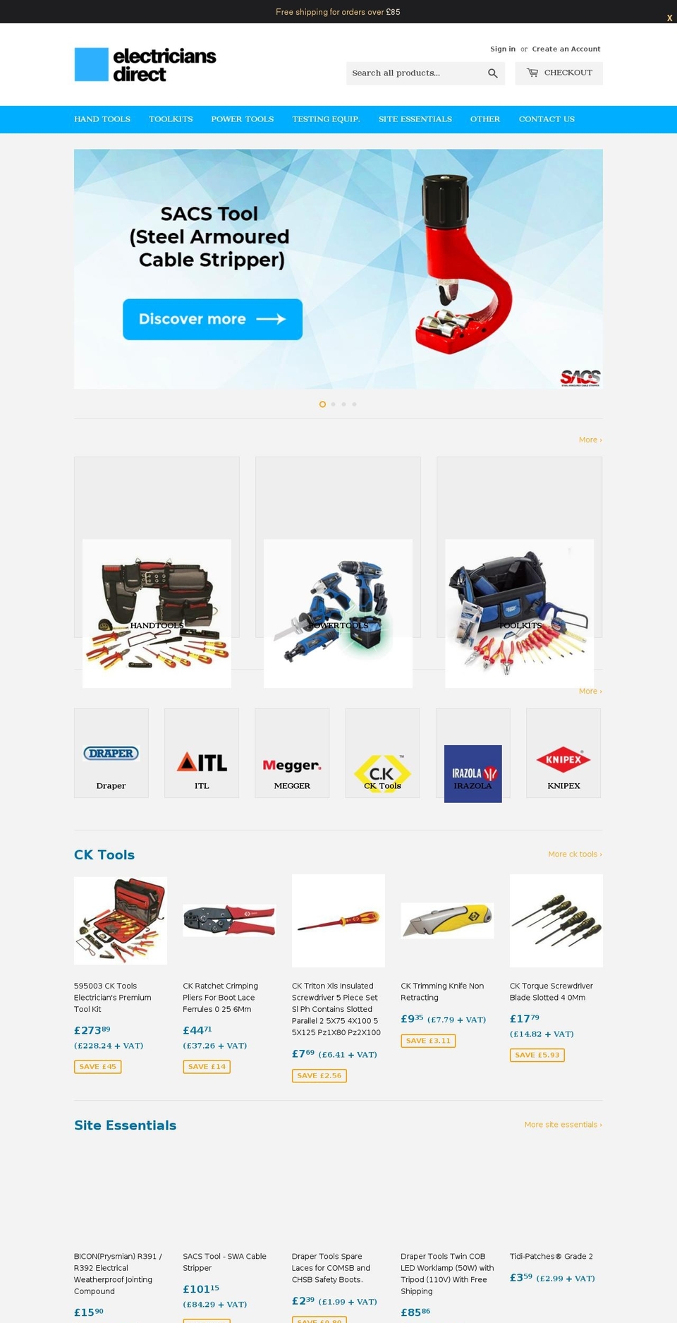 electricians-direct.co.uk shopify website screenshot