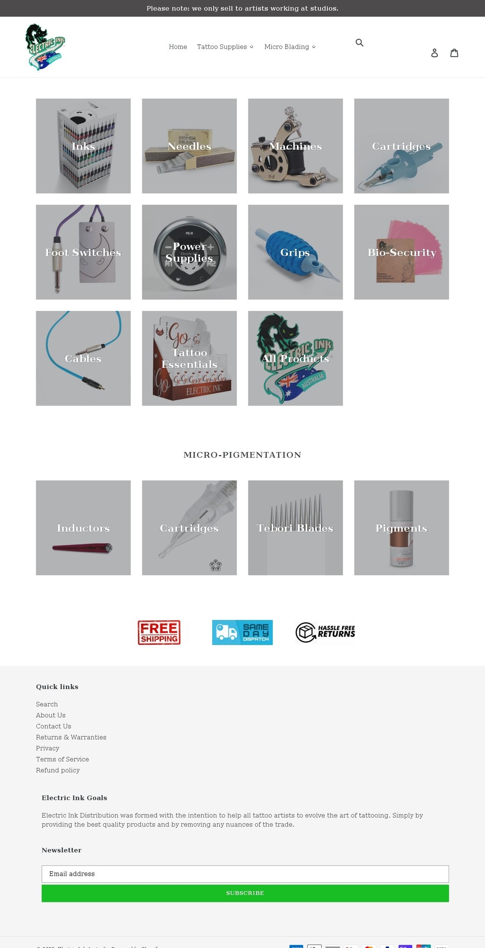 electricink.com.au shopify website screenshot