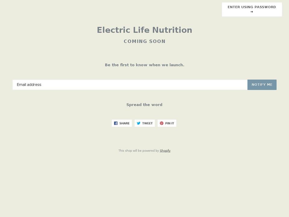 electriclifenutrition.com — Shopify storefront screenshot