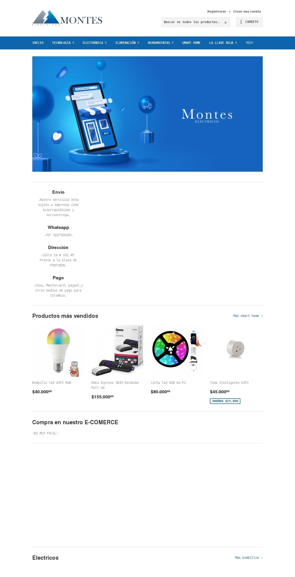 electricosmontes.com shopify website screenshot