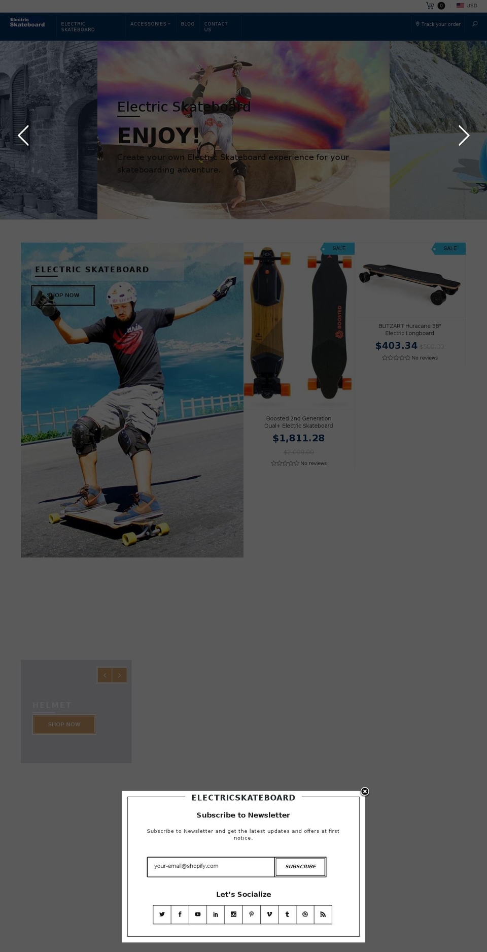electricskateboard.com shopify website screenshot