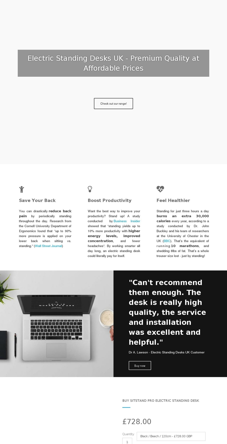 electricstandingdesks.com — Shopify storefront screenshot