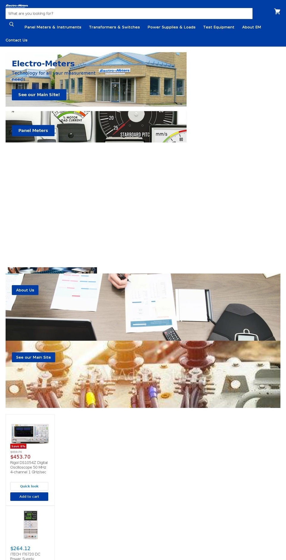electro-meters-online.com — Shopify storefront screenshot
