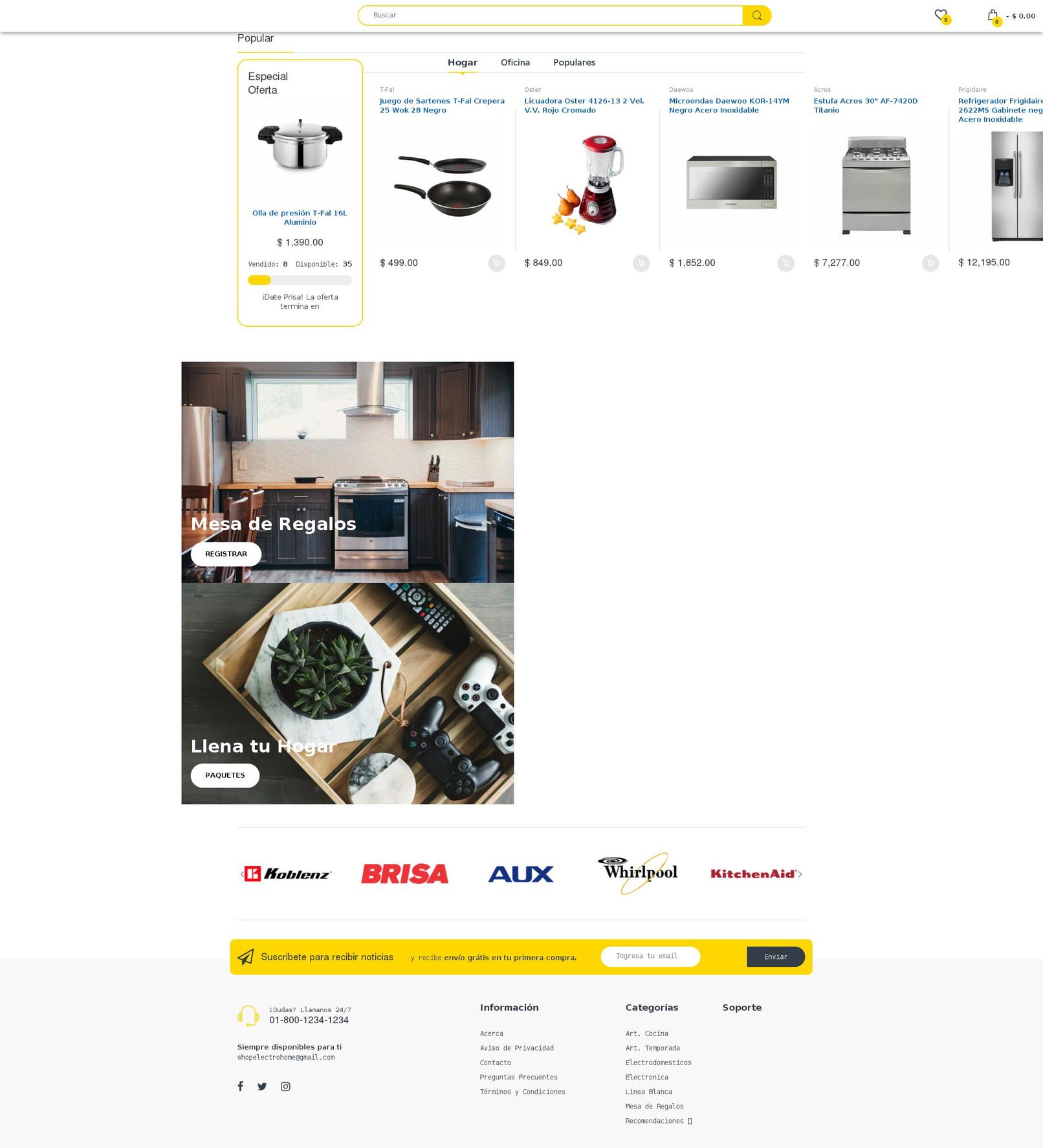 electro- Shopify theme site example electrohome.mx