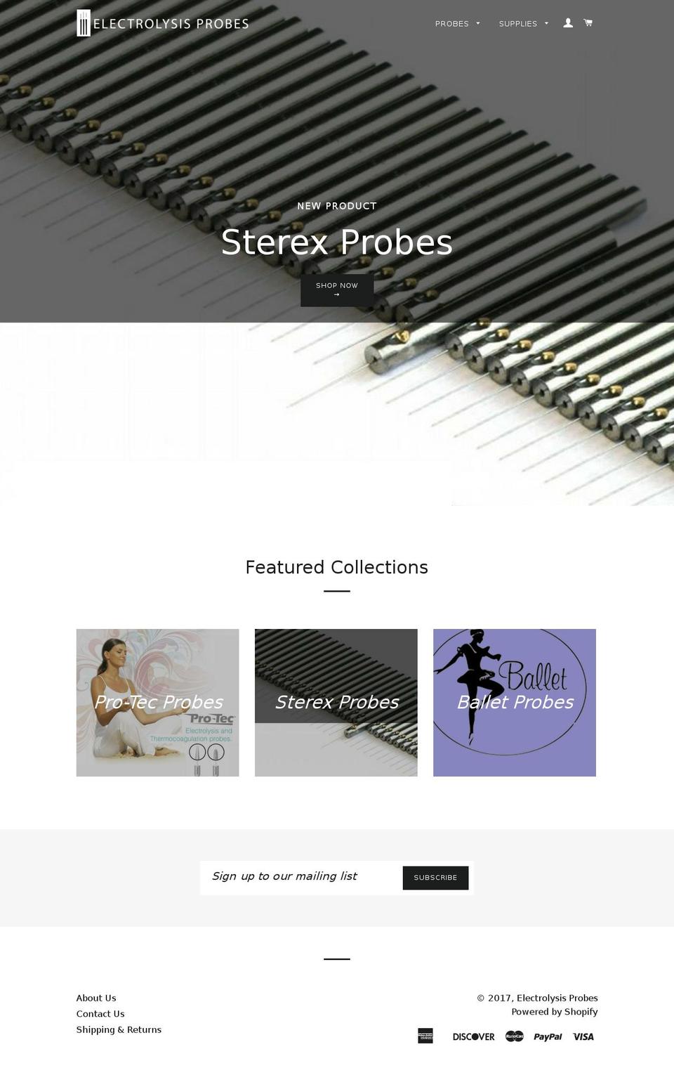 electrolysisneedles.com shopify website screenshot