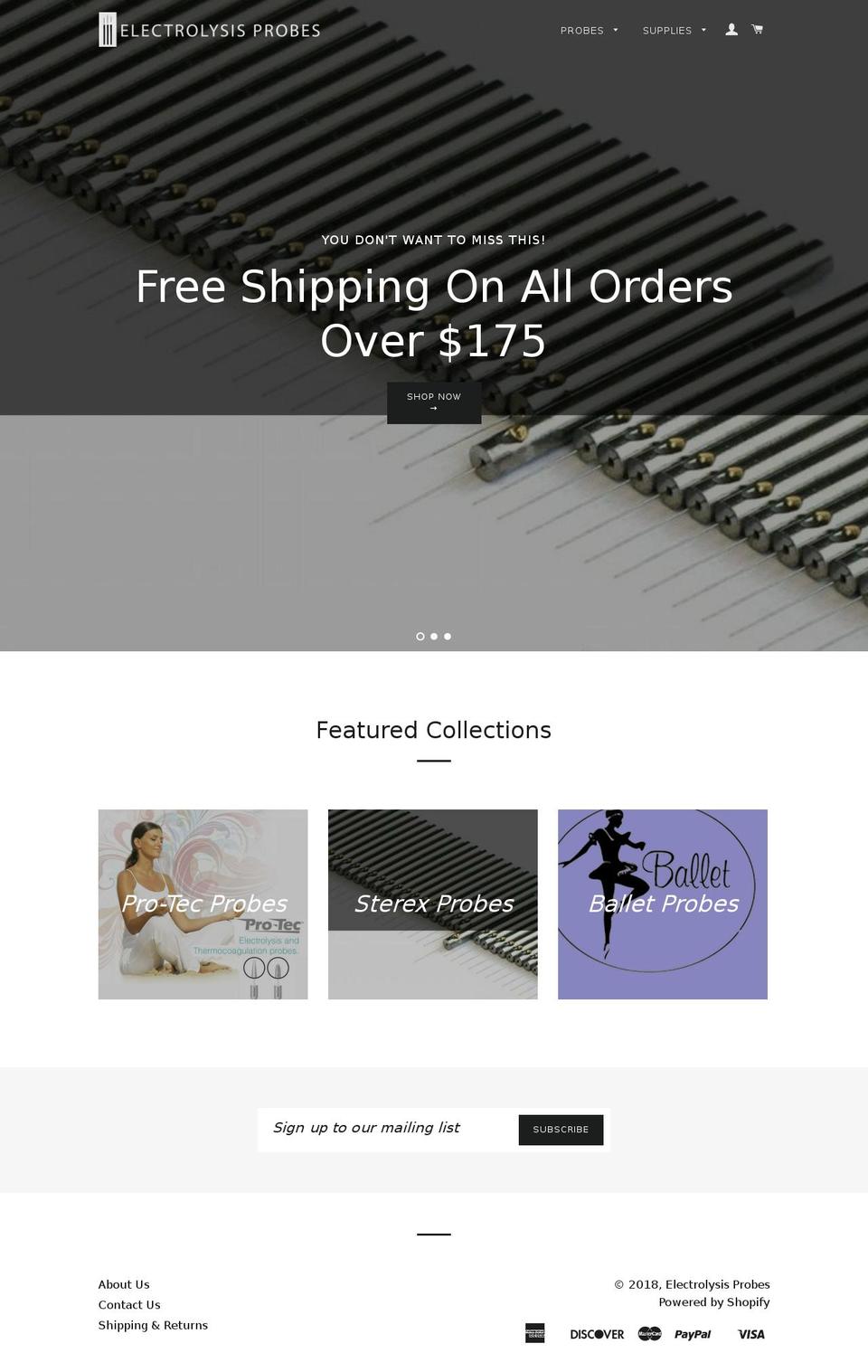 electrolysisprobes.com shopify website screenshot