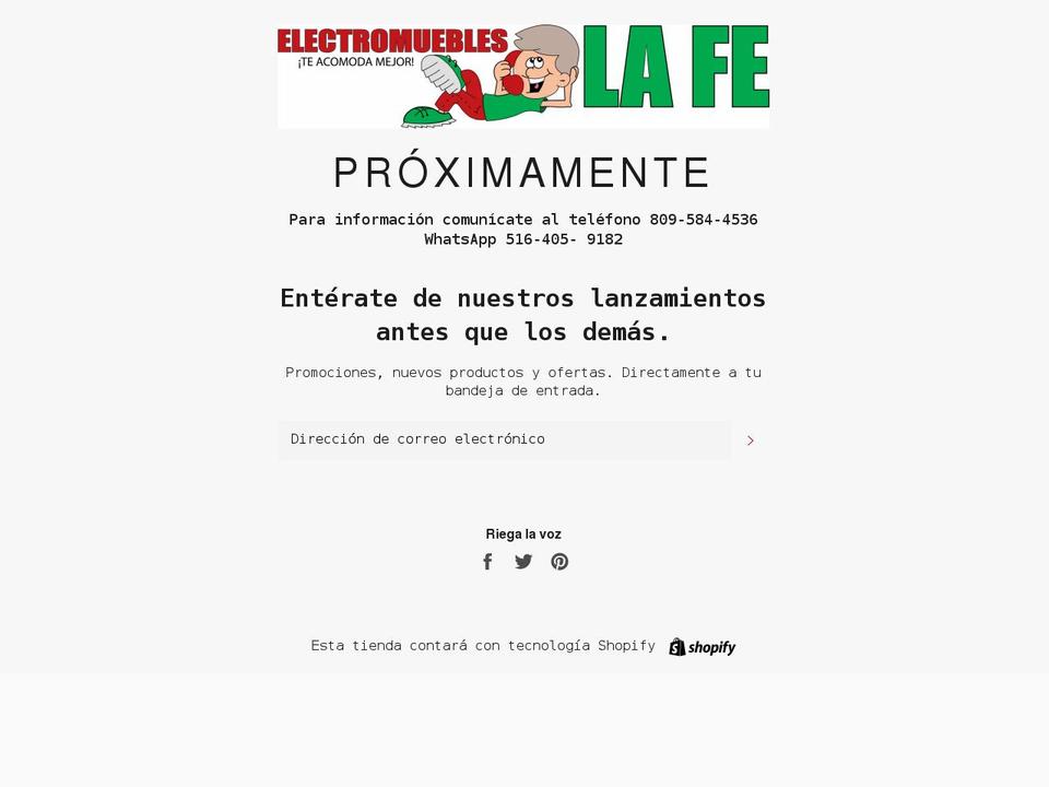 electromuebleslafe.com shopify website screenshot