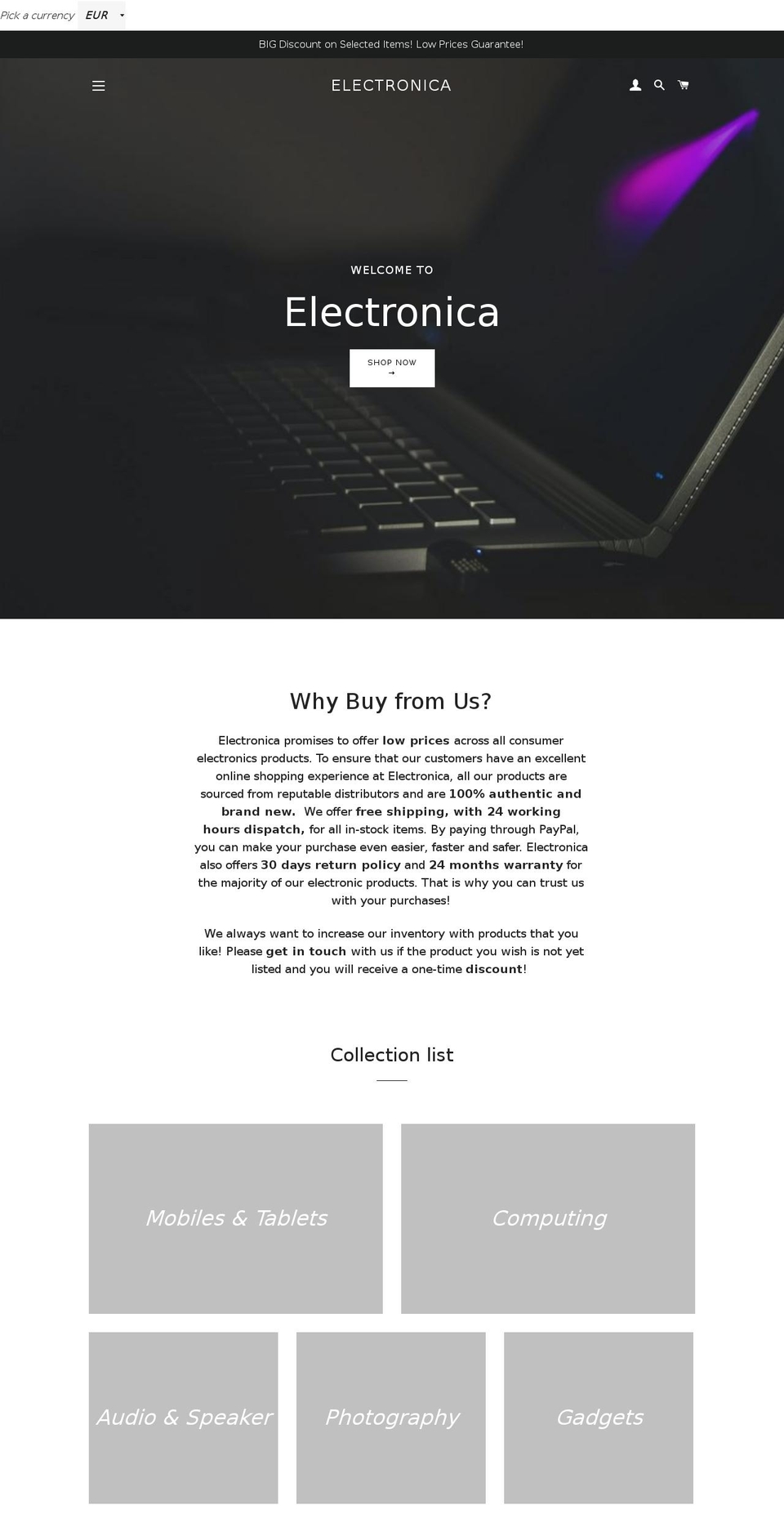 electronicatech.com — Shopify storefront screenshot