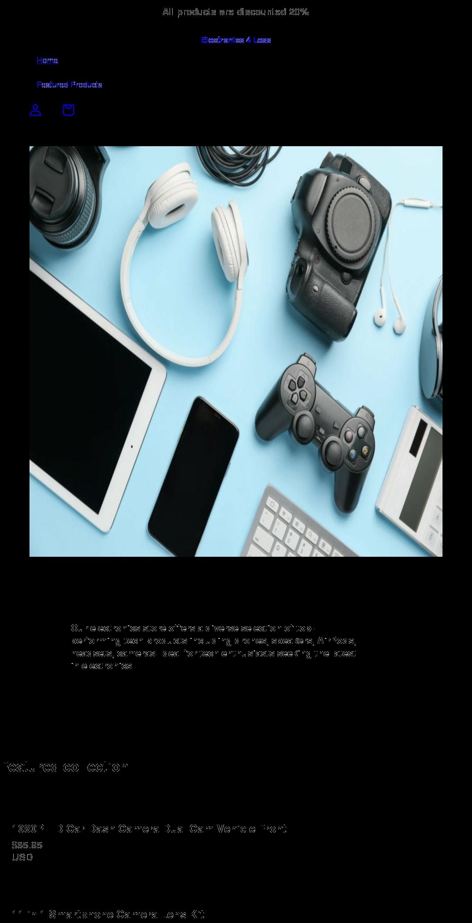 electronics4less.org shopify website screenshot