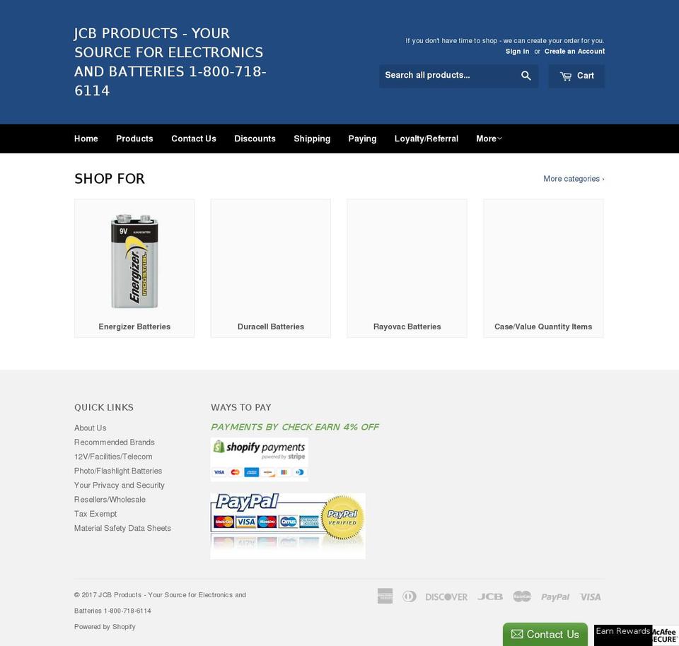 electronicsandbatteries.com shopify website screenshot