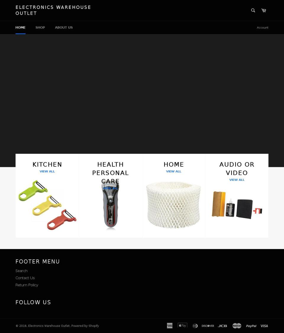 electronicswarehouseoutlet.com — Shopify storefront screenshot