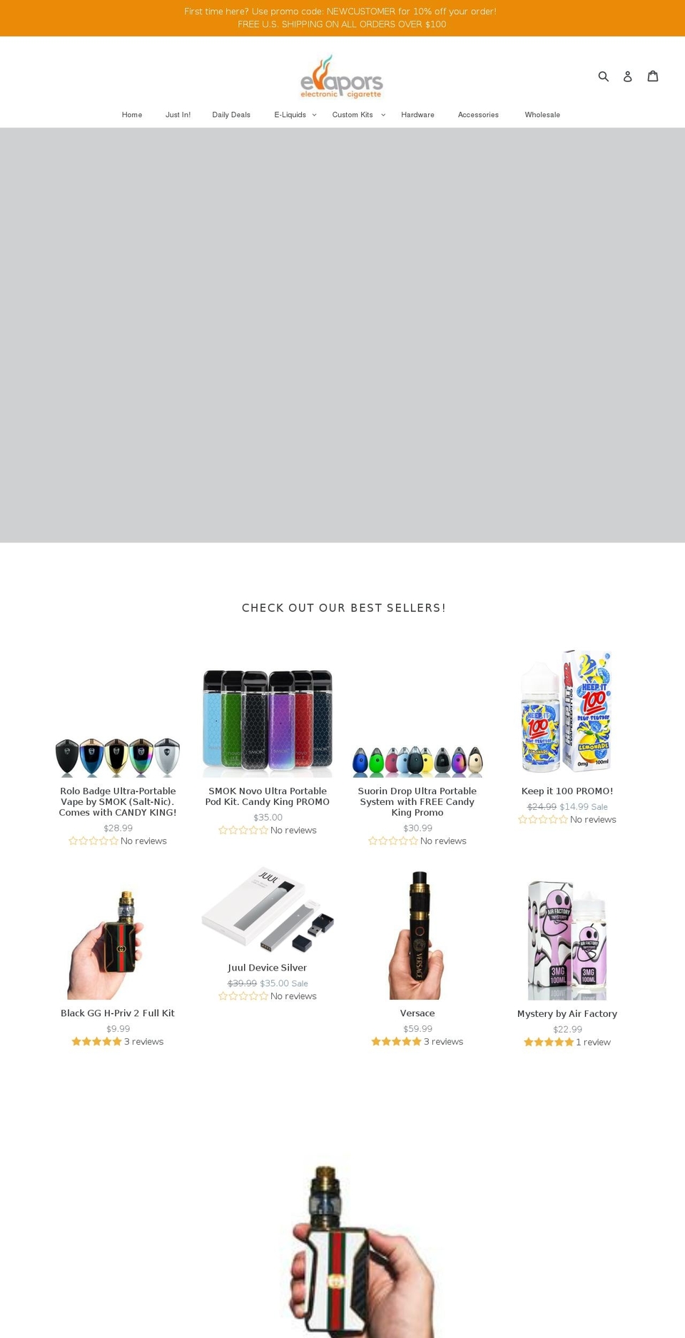 electronicvapors.net shopify website screenshot