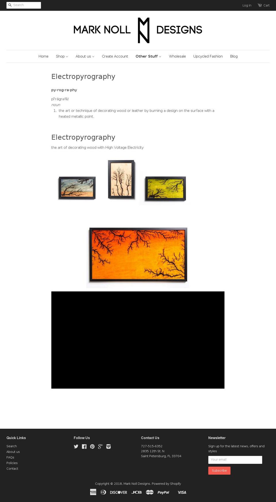 electropyrography.com — Shopify storefront screenshot