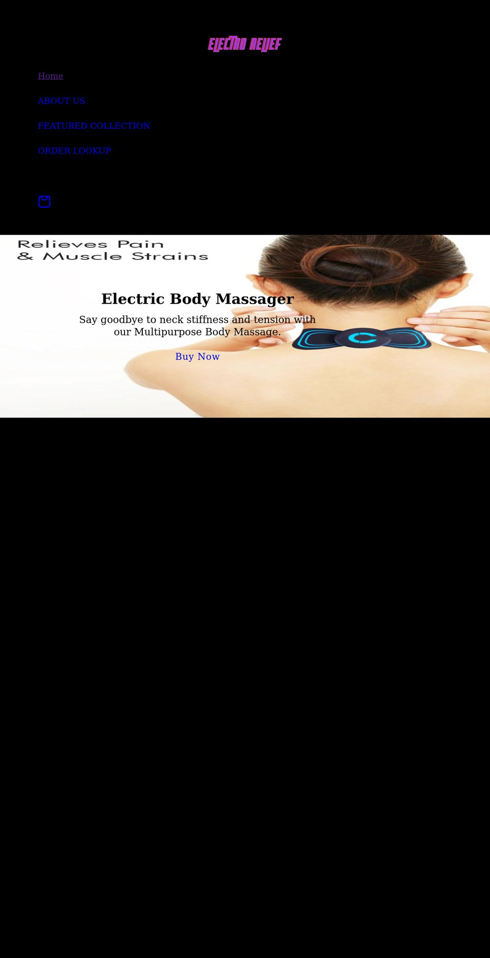 electrorelief.com shopify website screenshot
