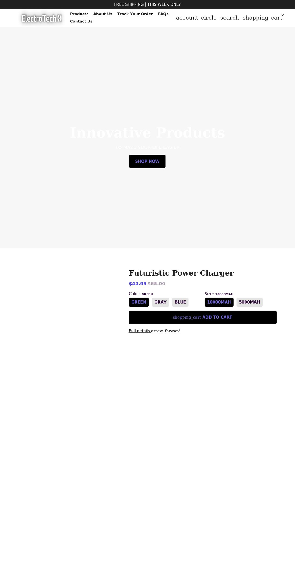 electrotechx.com shopify website screenshot