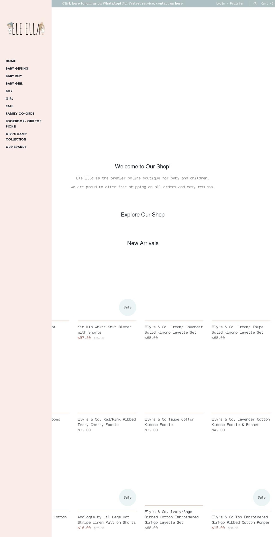 eleella.com shopify website screenshot