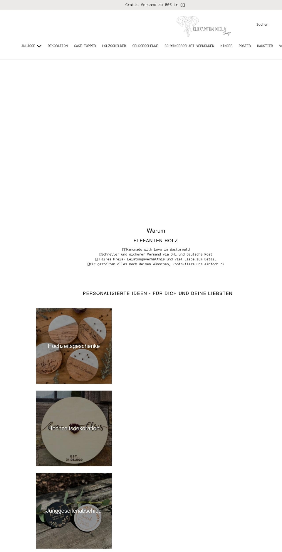 elefantenholz.com shopify website screenshot