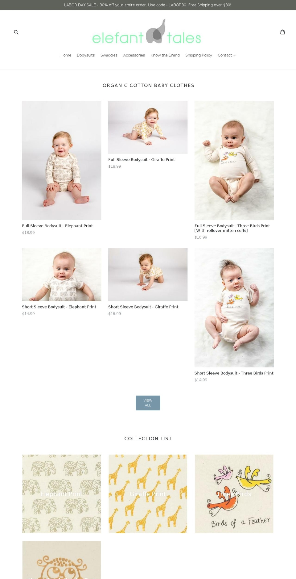 elefanttales.com — Shopify storefront screenshot