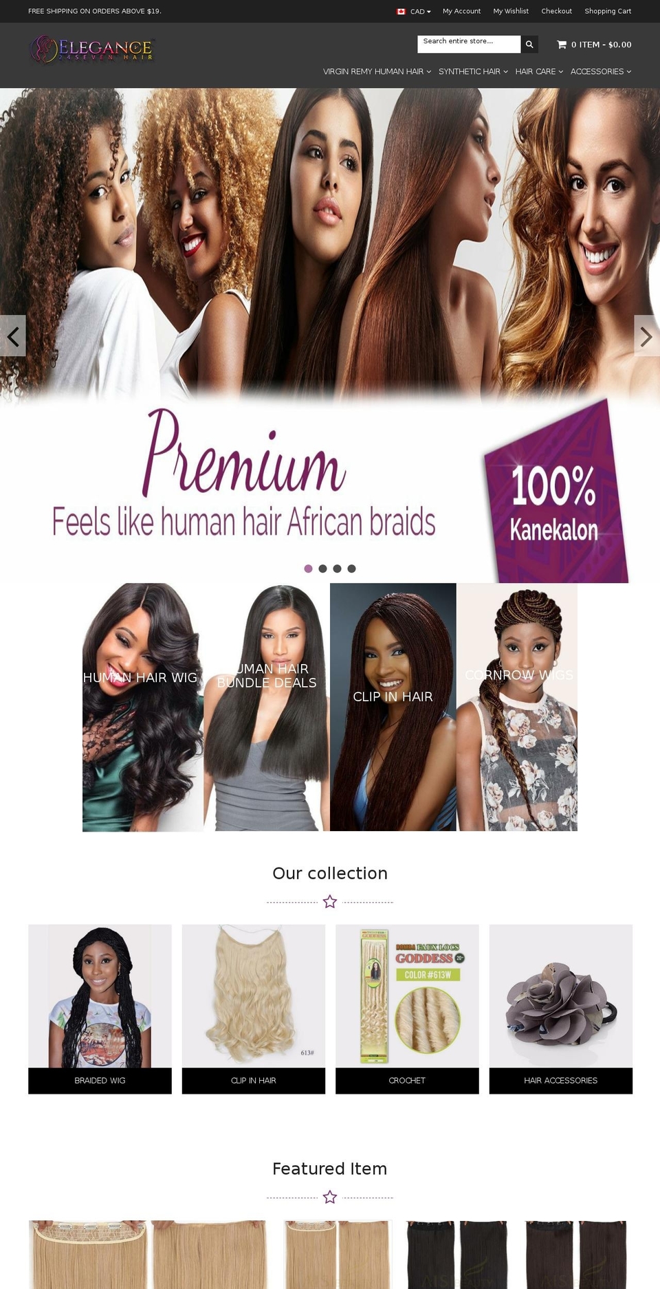 elegance24seven.com — Shopify storefront screenshot