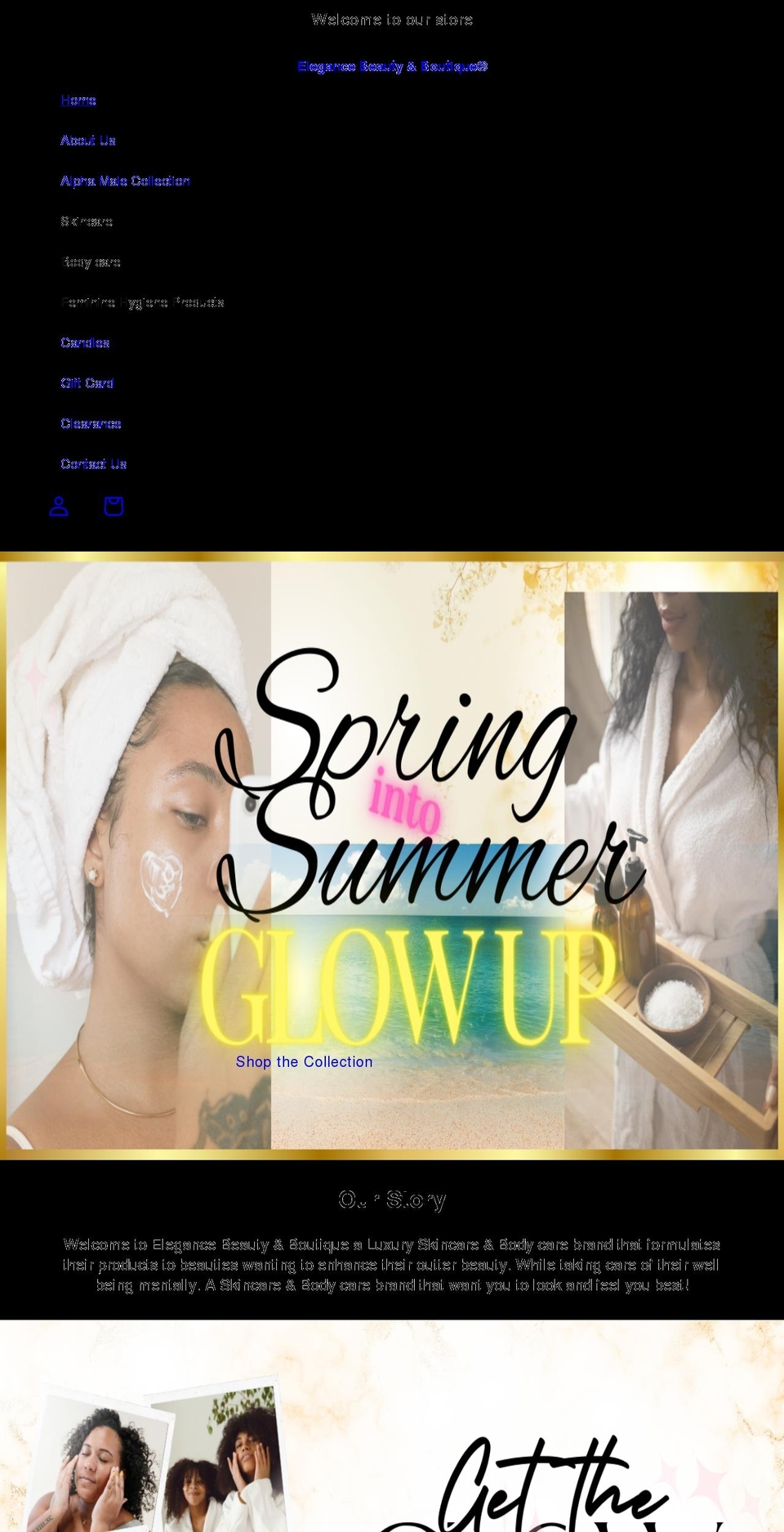 elegancebeautyandboutique.com shopify website screenshot
