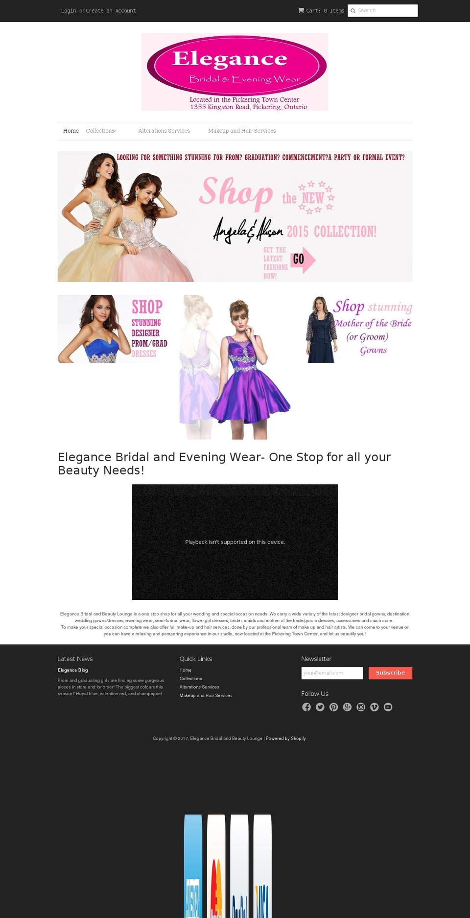 elegancebridalandeveningwear.com shopify website screenshot