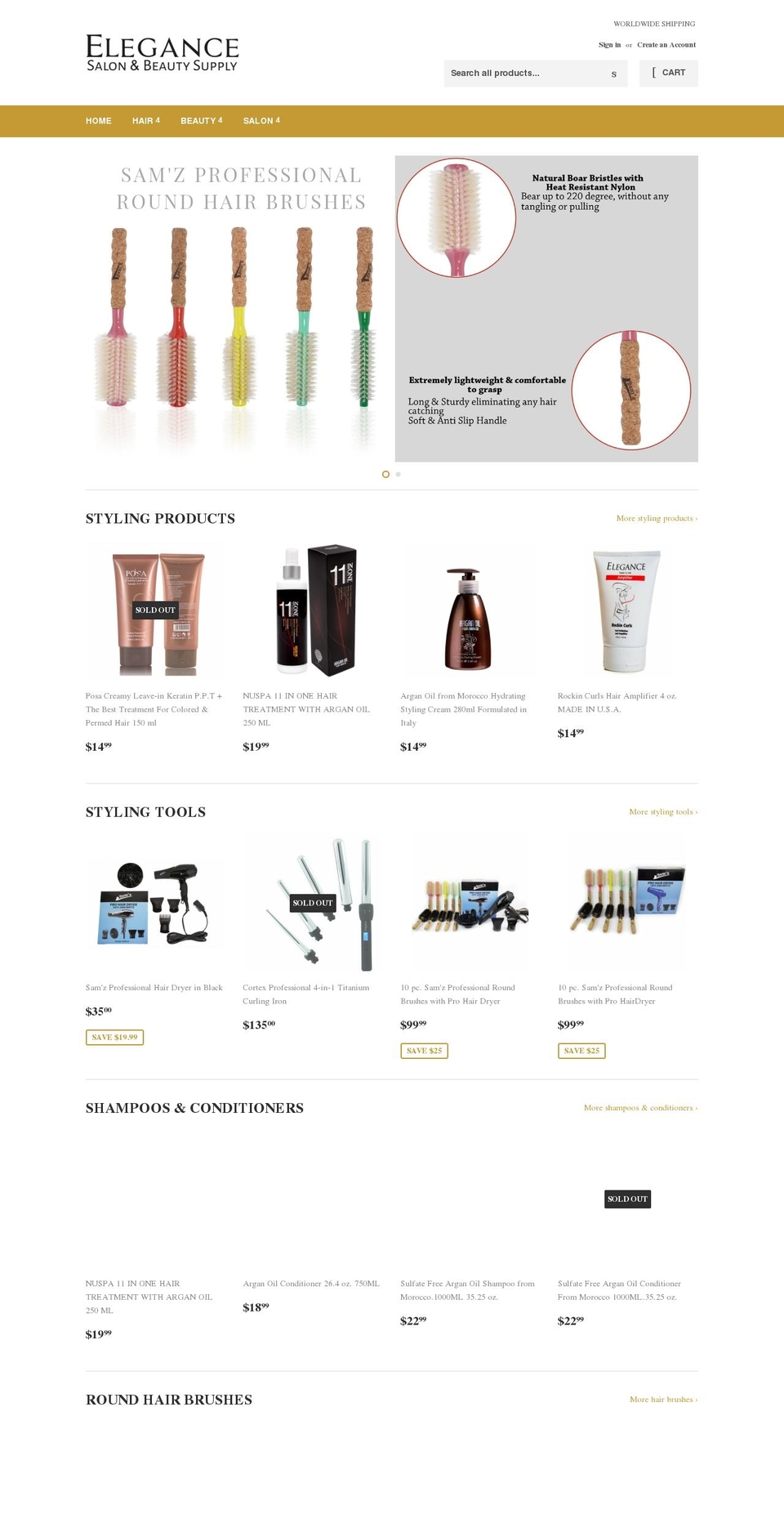 elegancehaircare.com shopify website screenshot