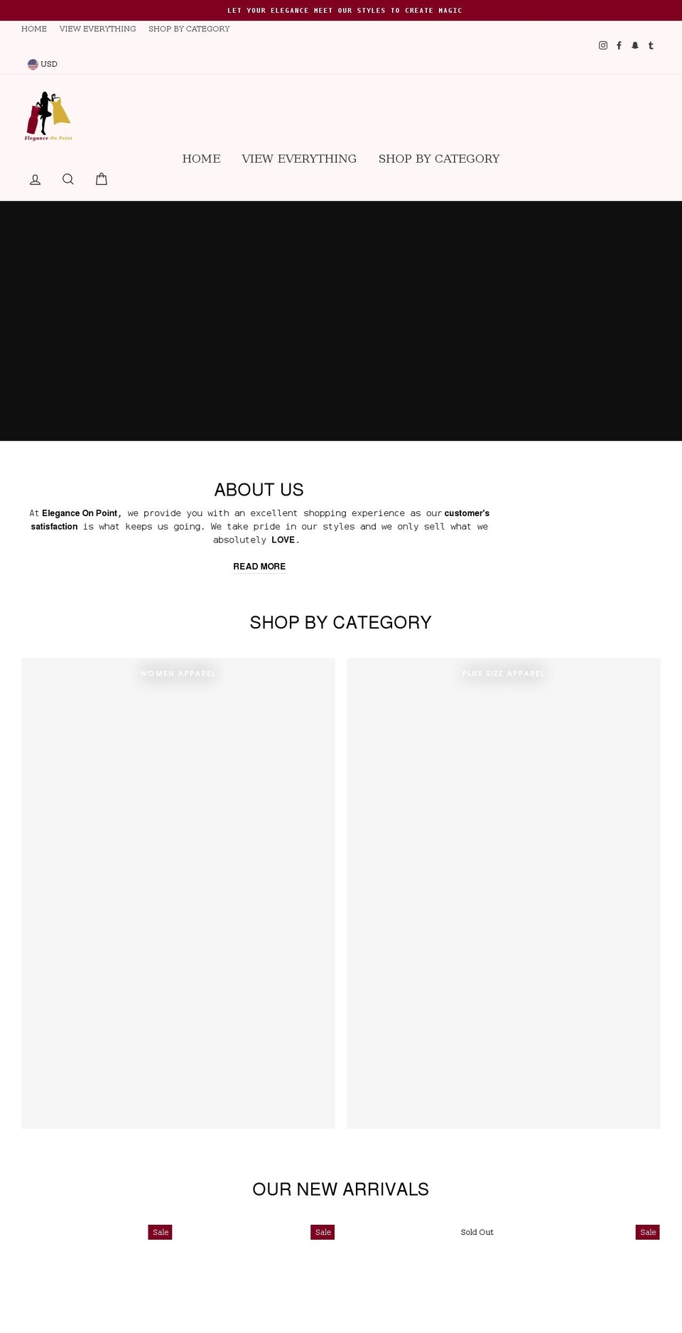 eleganceonpoint.com shopify website screenshot