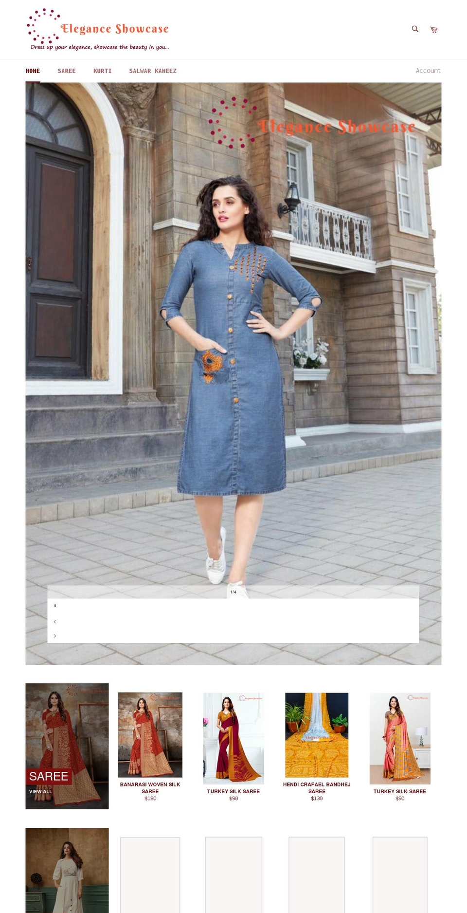 eleganceshowcase.com shopify website screenshot