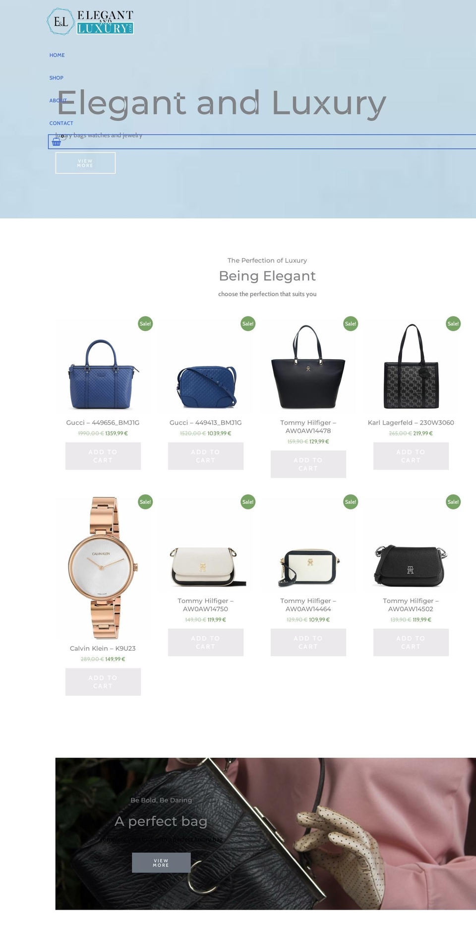 elegantandluxury.com — Shopify storefront screenshot