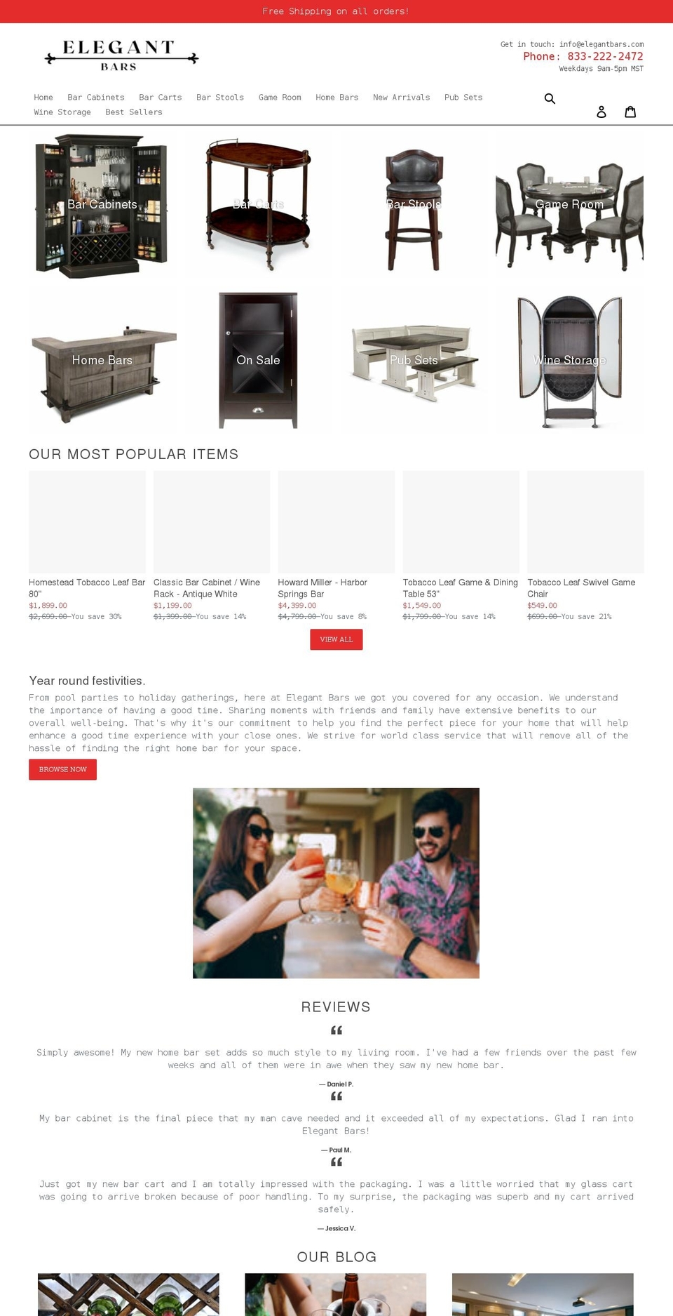 elegantbars.com shopify website screenshot