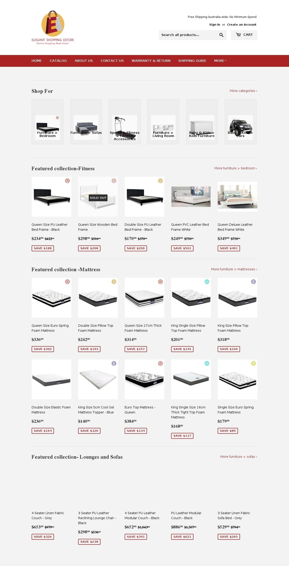 elegantbedding.com.au shopify website screenshot