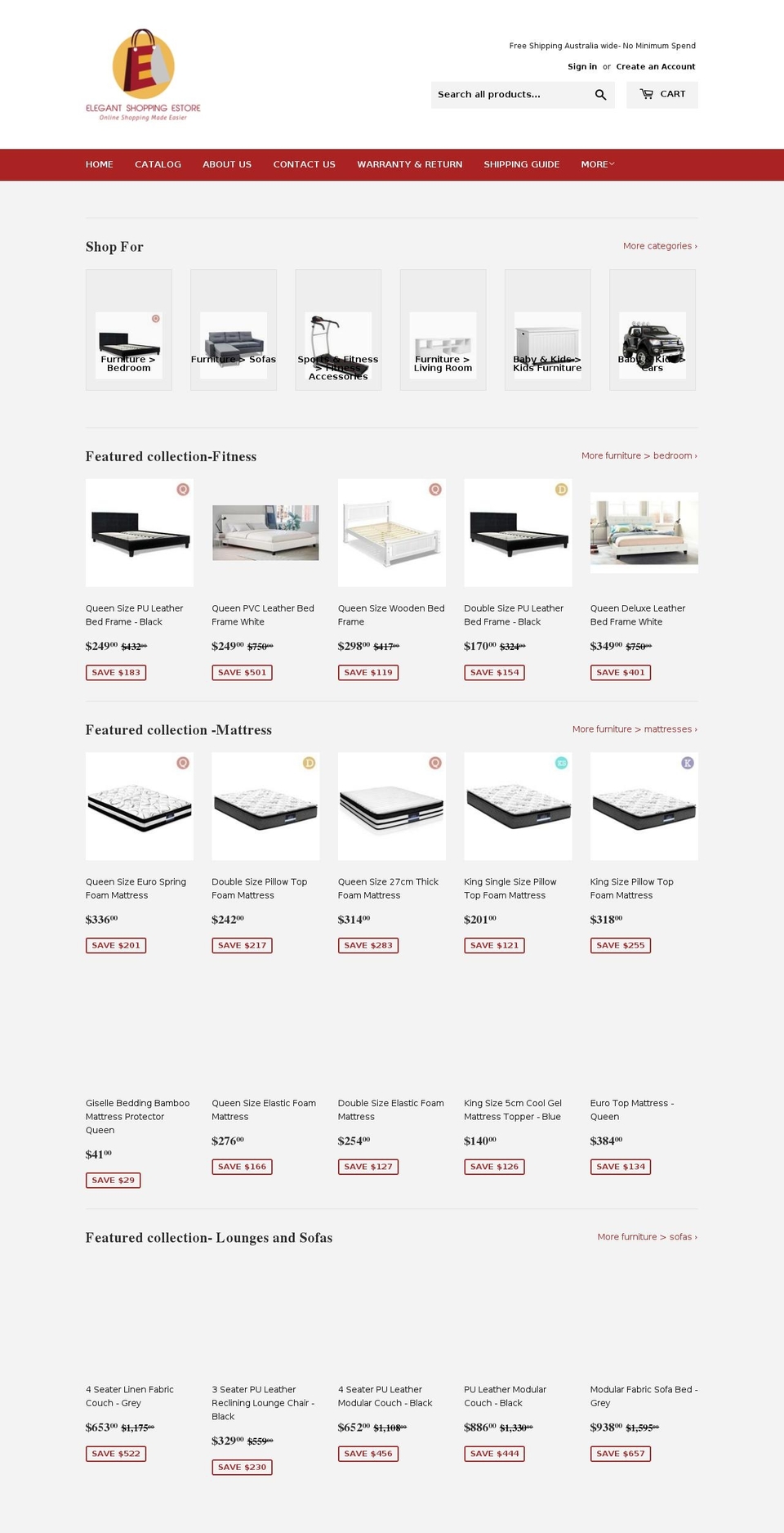 elegantbedding.net.au shopify website screenshot