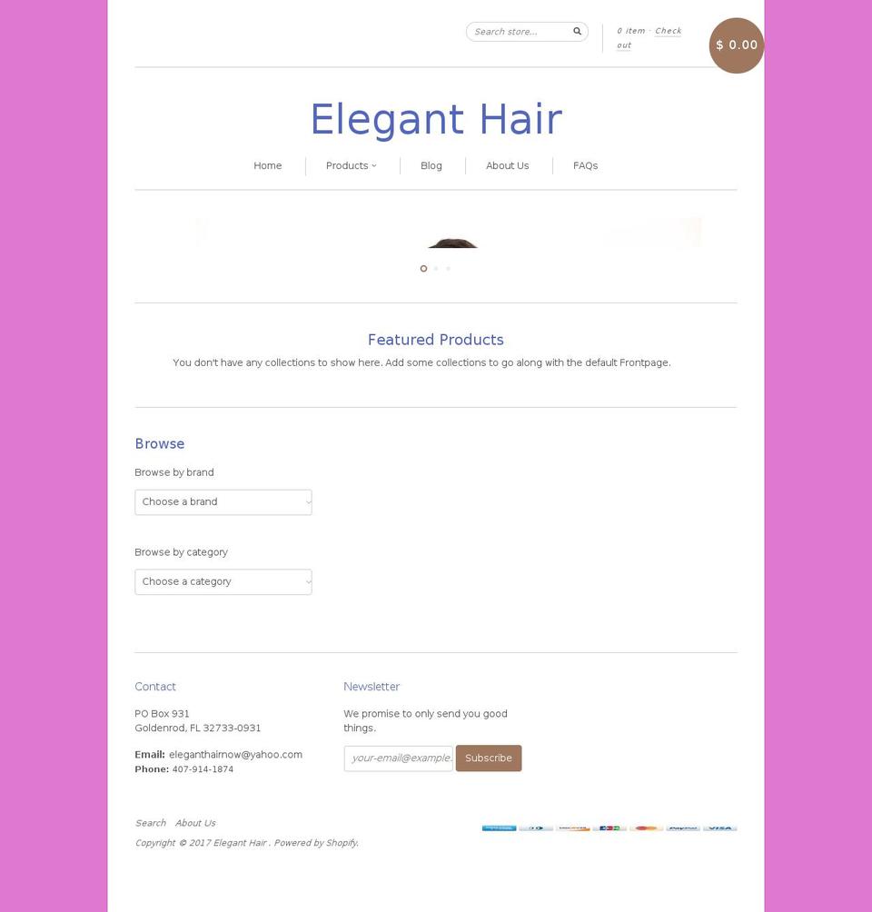 eleganthairnow.com shopify website screenshot