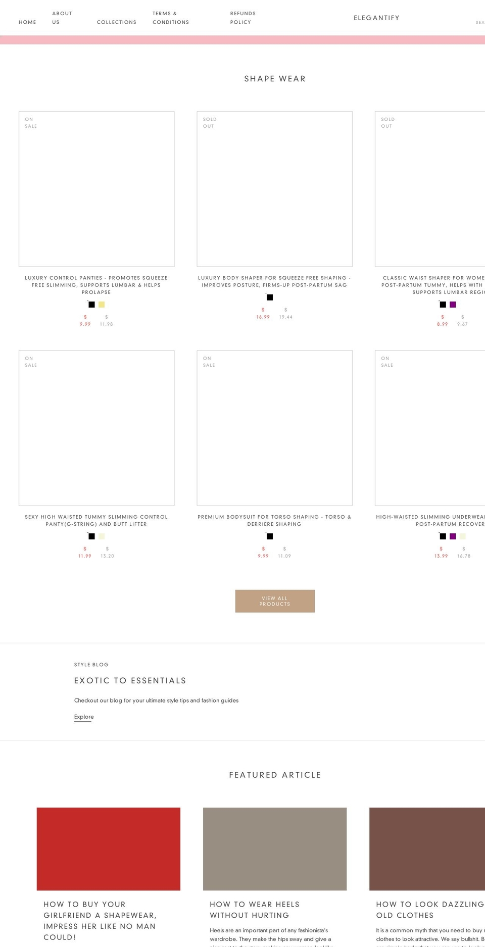 elegantintimates.com — Shopify storefront screenshot