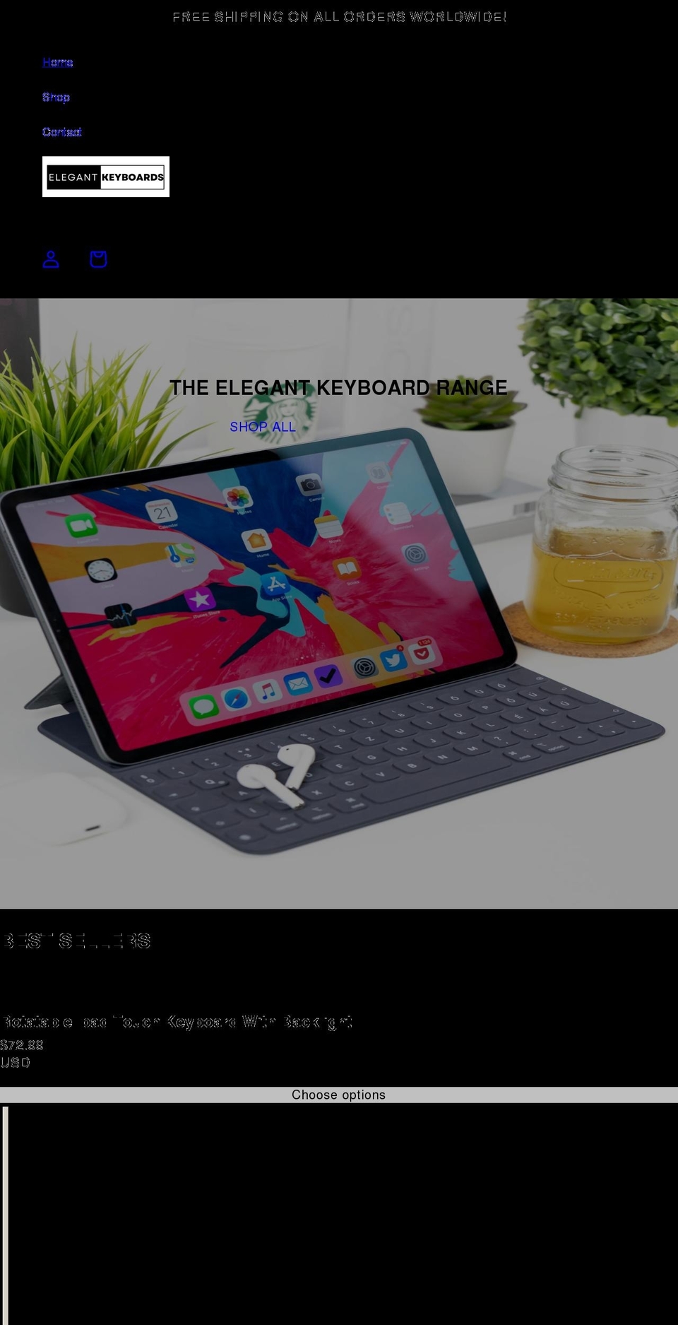 elegantkeyboards.com shopify website screenshot