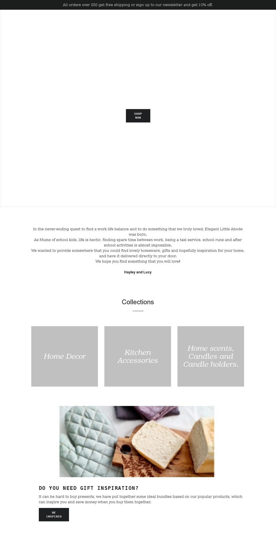 elegantlittleabode.co.uk shopify website screenshot