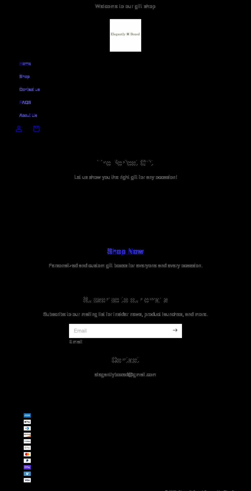 elegantlyboxed.com shopify website screenshot