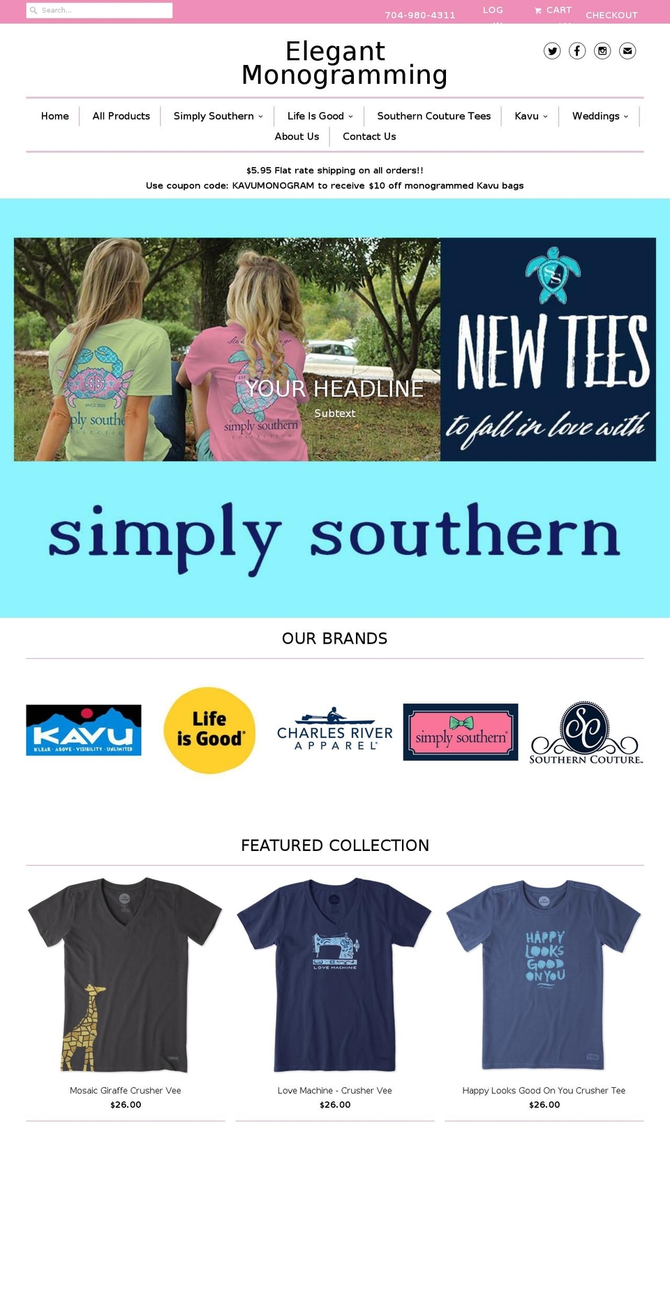 elegantmonogramming.com — Shopify storefront screenshot