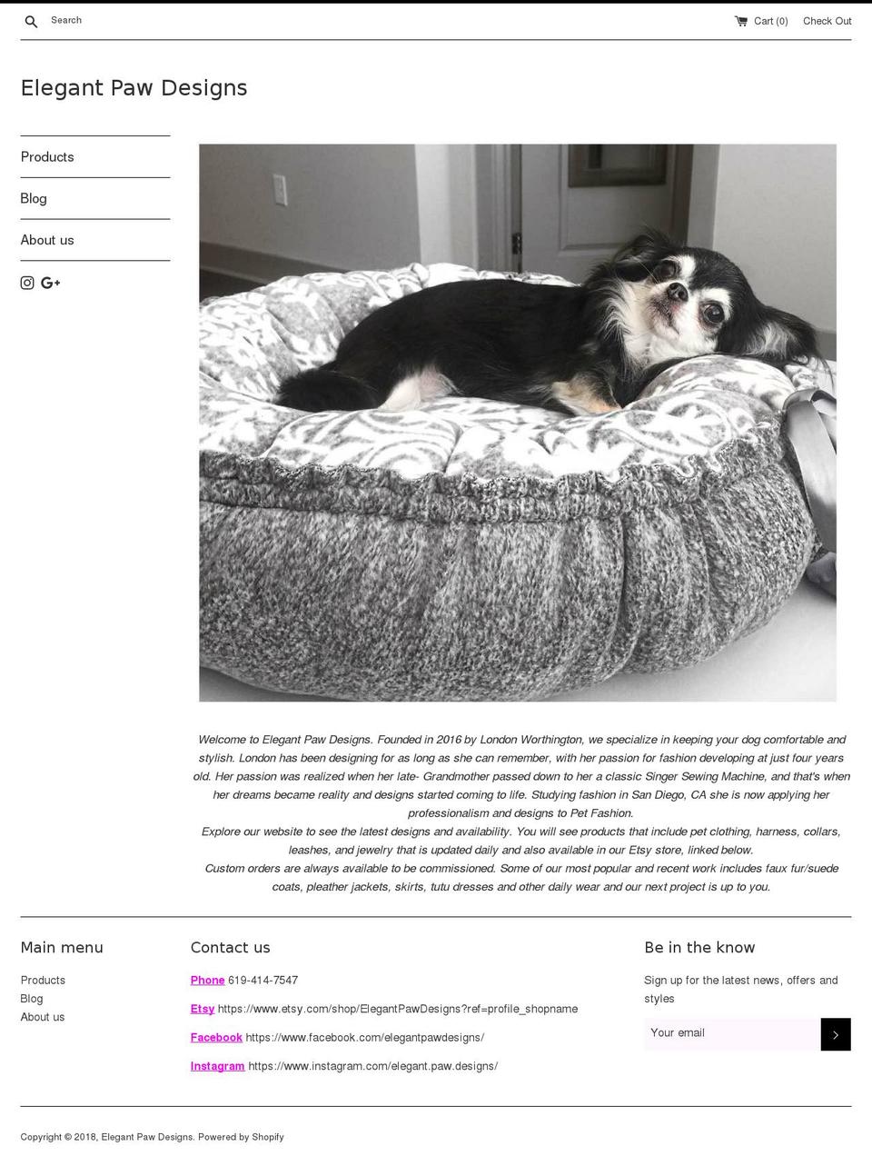 elegantpawdesigns.com — Shopify storefront screenshot