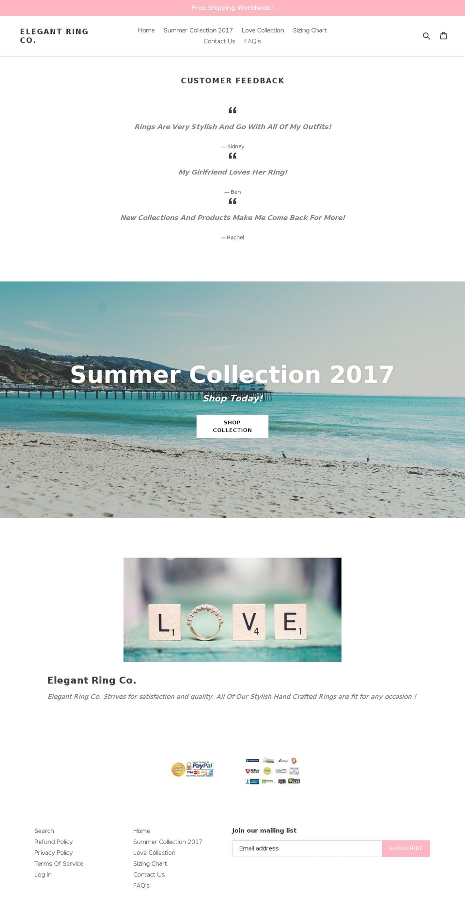 elegantringco.com — Shopify storefront screenshot