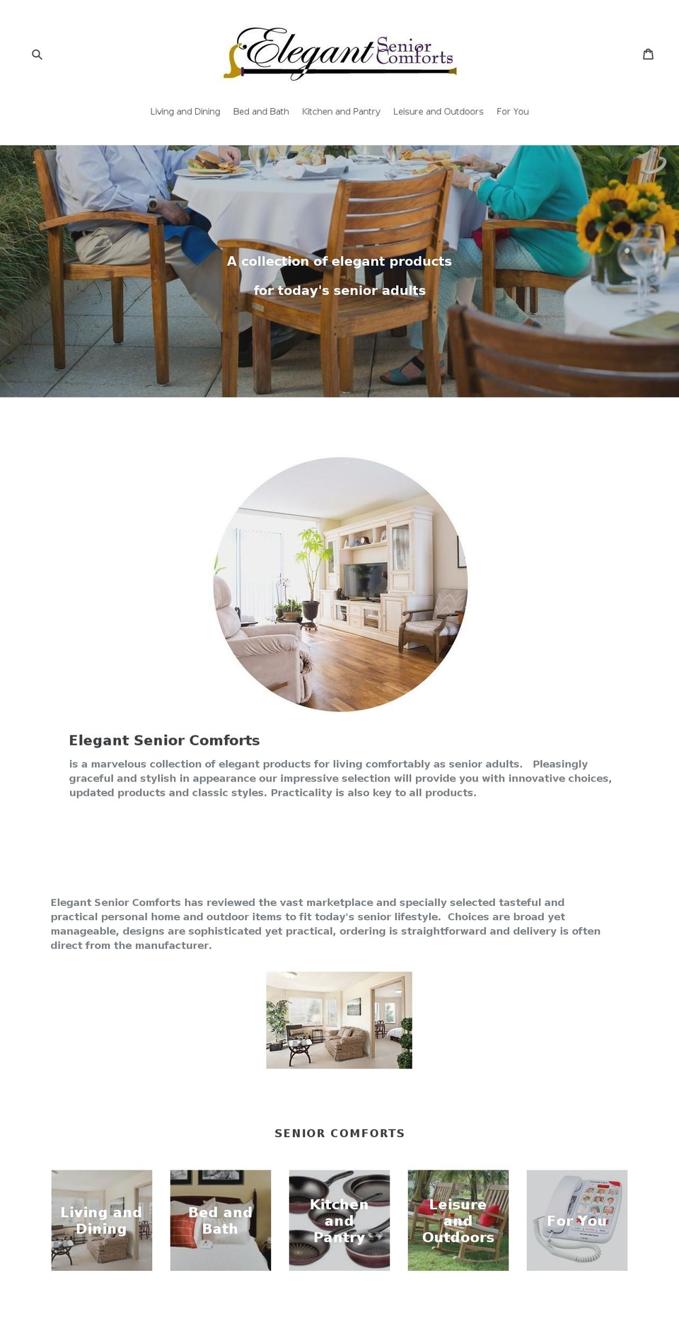 elegantseniorcomforts.com — Shopify storefront screenshot