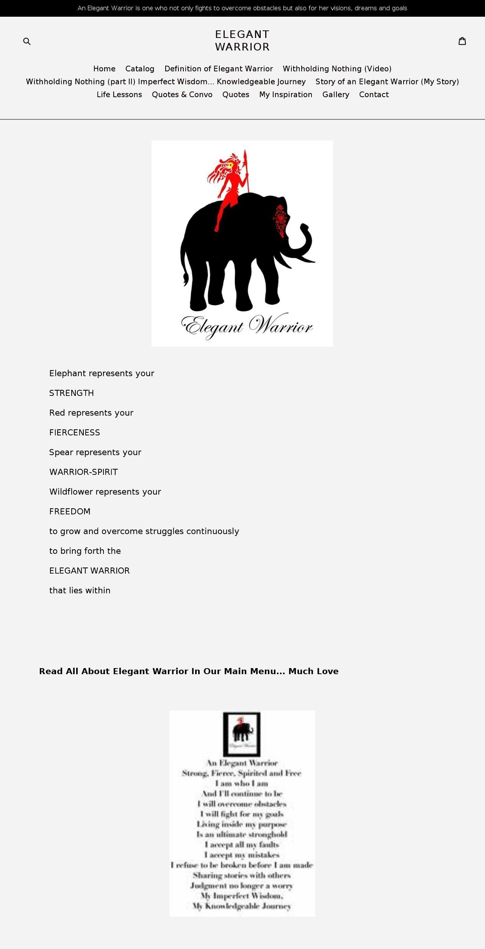 elegantwarriorinspire.com — Shopify storefront screenshot