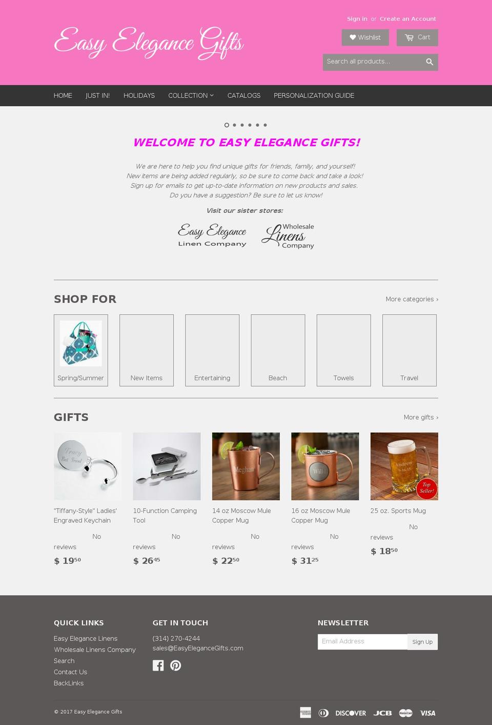 elegantwholesalelinens.com shopify website screenshot